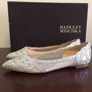 Badgley Mischka Gigi Ivory Flats - Wedding Shoes 6